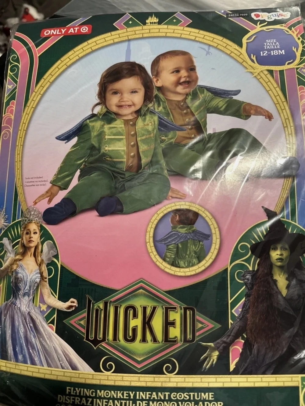 Disguise Wicked Flying Monkey Infant Costume in Green with Navy Wings